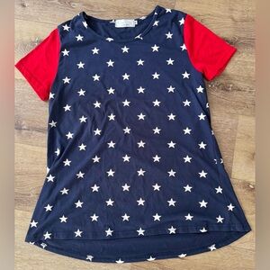Zara Kids Navy Star Tee with Red Sleeves